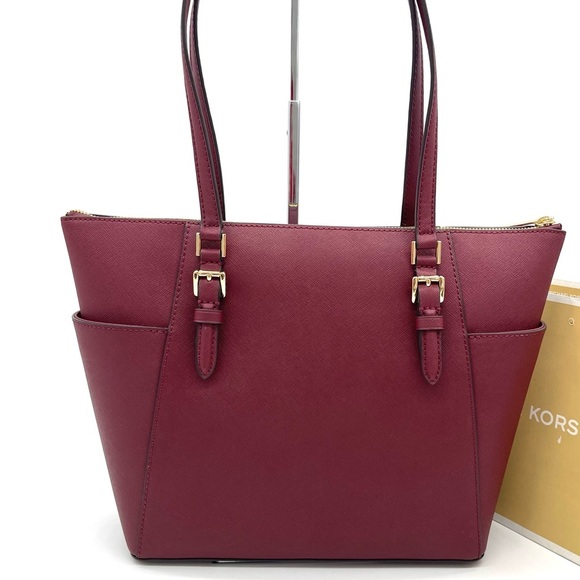 Michael Kors Large Charlotte Tote Bag Dark Cherry - Picture 3 of 8